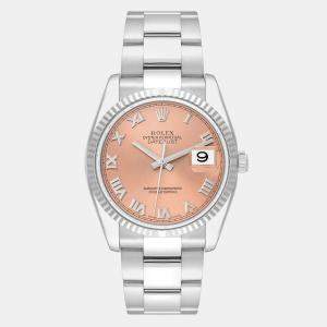 Rolex Datejust Steel White Gold Salmon Roman Dial Men's Watch 36 mm