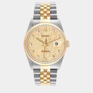 Rolex Datejust Anniversary Diamond Dial Steel Yellow Gold Men's Watch 36.0 mm