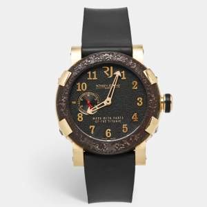 Romain Jerome Black 18k Rose Gold Stainless Steel Titanium Rubber Titanic DNA T.0XY3.2222.00 Men's Wristwatch 46 mm