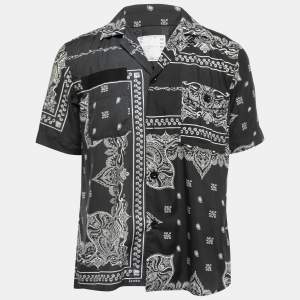 Sacai Black Bandana Printed Synthetic Short Sleeve Shirt S