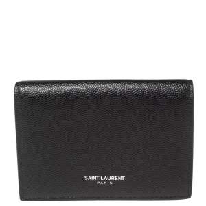 Saint Laurent Black Textured Leather Business Card Holder