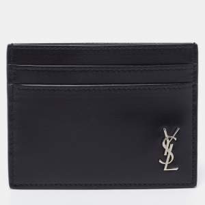Saint Laurent Black Leather Monogram Card Holder
