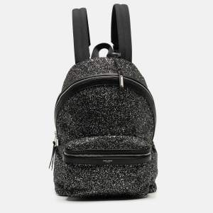 Saint Laurent Black/Silver Glitter City Backpack