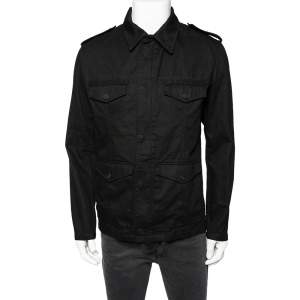 Saint Laurent Black Cotton Embellished Military Jacket M