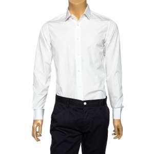 Saint Laurent White Cotton Button Front Long Sleeve Shirt S