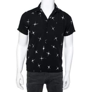 Saint Laurent Black Shooting Stars Printed Baseball Shirt XS