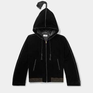 Saint Laurent Black Velvet Zip-Up Hoodie Jacket L (IT 50)