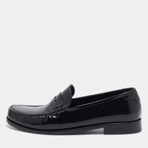 Saint Laurent Black Brushed Leather Le Penny Loafers Size 45