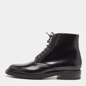 Saint Laurent Black Leather Ankle Length Boots Size 41