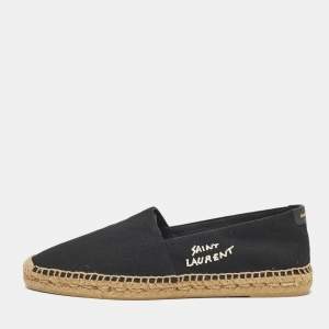 Saint Laurent Black Canvas Slip On Espadrille Size 45