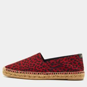 Saint Laurent Black/Red Canvas Slip On Espadrille Size 43
