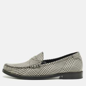 Pre Owned Saint Laurent Size 42 Beige/Black Leather Penny Loafers