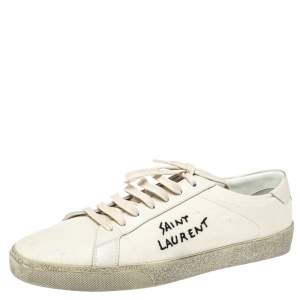 Saint Laurent Paris White Canvas Elba Light Sneakers Size 44