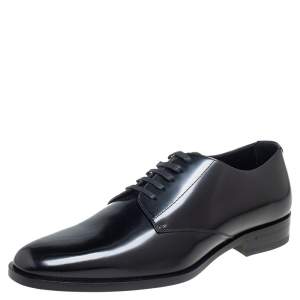 Saint Laurent Black Leather Montaigne Lace Up Derby Size 44.5