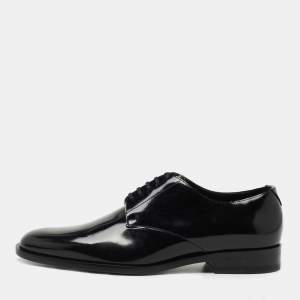 Saint Laurent Black Glossy Leather Montaigne Derby Size 42.5