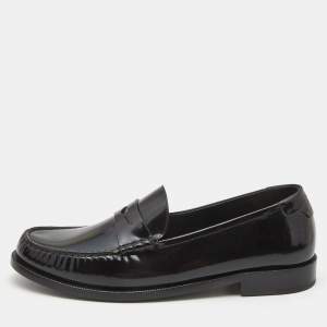 Saint Laurent Black Leather Penny Loafers Size 43.5