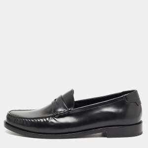Saint Laurent Black Leather Slip On Loafers Size 43