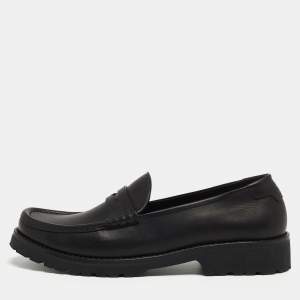 Saint Laurent Black Leather Penny Slip On Loafers Size 46