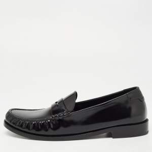 Saint Laurent Black Leather Penny Loafers Size 45