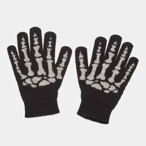 Saint Laurent Black Cashmere Skeleton Gloves