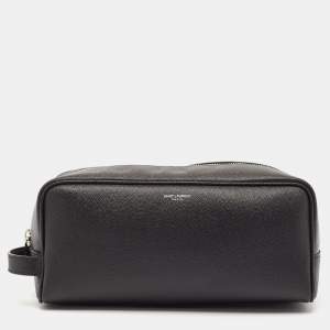 Saint Laurent Black Leather Grooming Case