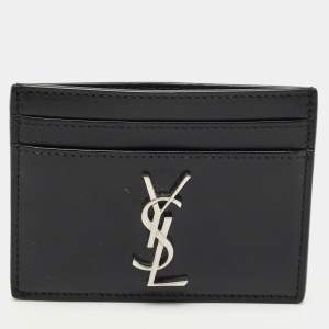 Saint Laurent Black Leather Monogram Card Case