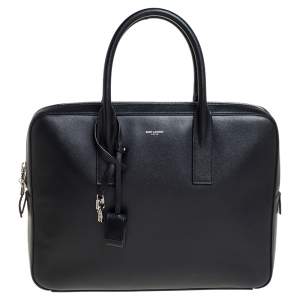 Saint Laurent Black Leather Museum Briefcase