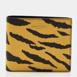 Saint Laurent Black/Yellow Printed Leather Bifold Wallet
