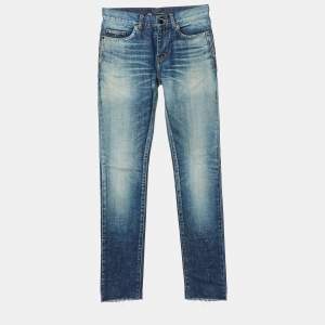 Saint Laurent Paris Blue Washed & Distressed Denim Jeans S Waist 32"