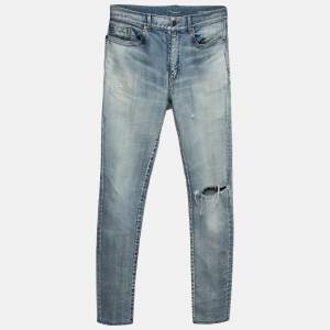 Saint Laurent Blue Washed & Distressed Jeans L (Waist 34)