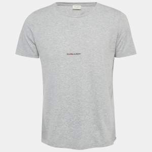 Saint Laurent Paris Grey Melange Jersey T-Shirt L