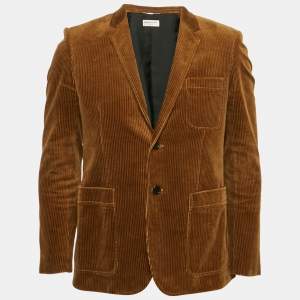 Saint Laurent Brown Corduroy Single Breasted Blazer M