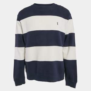 Yves Saint Laurent Vintage Blue/White Striped Cotton Pique Long Sleeve T-Shirt L 