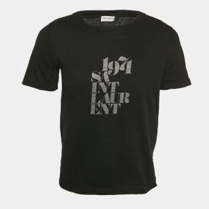 Saint Laurent Paris Black Printed Jersey T-Shirt XS