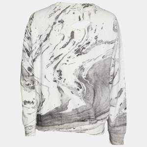 Saint Laurent Grey Cotton Marble Print Sweatshirt L