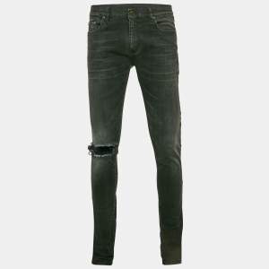 Saint Laurent Paris Grey Faded Denim Skinny Jeans M Waist 32"