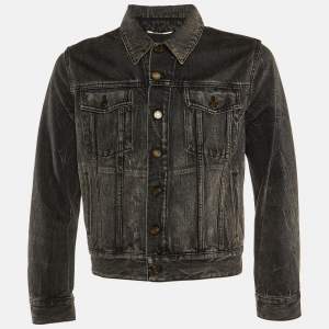 Saint Laurent Dark Grey Washed Denim Button Front Jacket L
