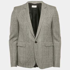 Saint Laurent Monochrome Hounstooth Wool Blazer M