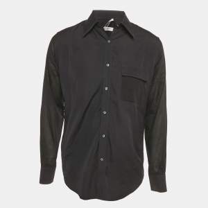 Pre Owned Saint Laurent Paris Black Paneled Cotton Shirt XL
