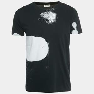 Pre Owned Saint Laurent Black Printed Cotton T-Shirt S