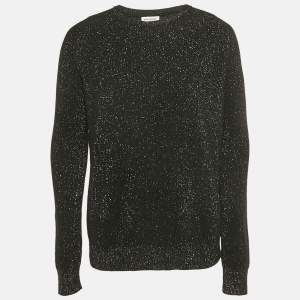 Pre Owned Saint Laurent Paris Black Lurex Wool Blend Sweater M
