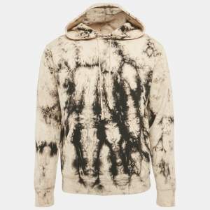 مملوكة مسبقًا Saint Laurent Paris Beige/Black Dyed Cotton Hoodie M