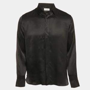 مملوكة مسبقًا Saint Laurent Black Satin Long Sleeve Shirt S