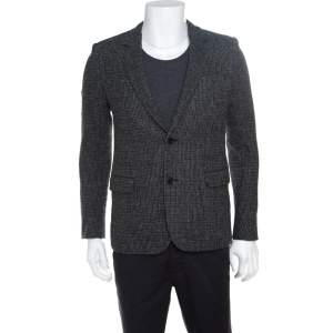 Saint Laurent Paris Grey and Black Wool Two Button Blazer M