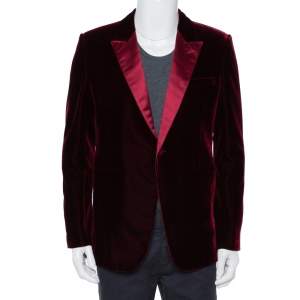 Saint Laurent Paris Burgundy Velvet Iconic le Smoking Blazer XL