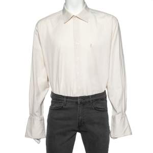 Yves Saint Laurent Cream Cotton Long Sleeve Shirt XL