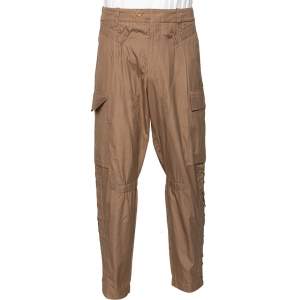 Saint Laurent Beige Cotton Cross Tie Detailed Cargo Pants M