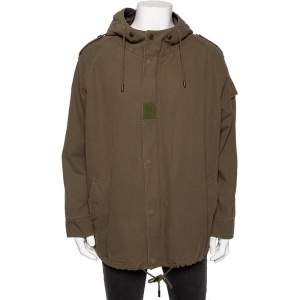Saint Laurent Olive Green Cotton Hooded Parka Jacket M