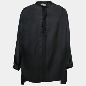 Saint Laurent Black Sheer Silk Long Shirt XL