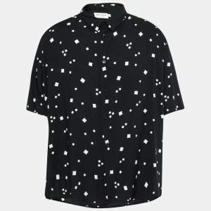 Saint Laurent Black Printed Jersey Button Front Short Sleeve Shirt 4XL